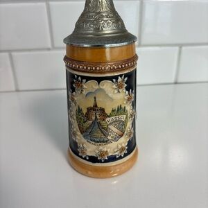 Vintage Beer Stein Mug Germany Kassel Wilhelmshore- W/ Lid DBGM Very Rare!